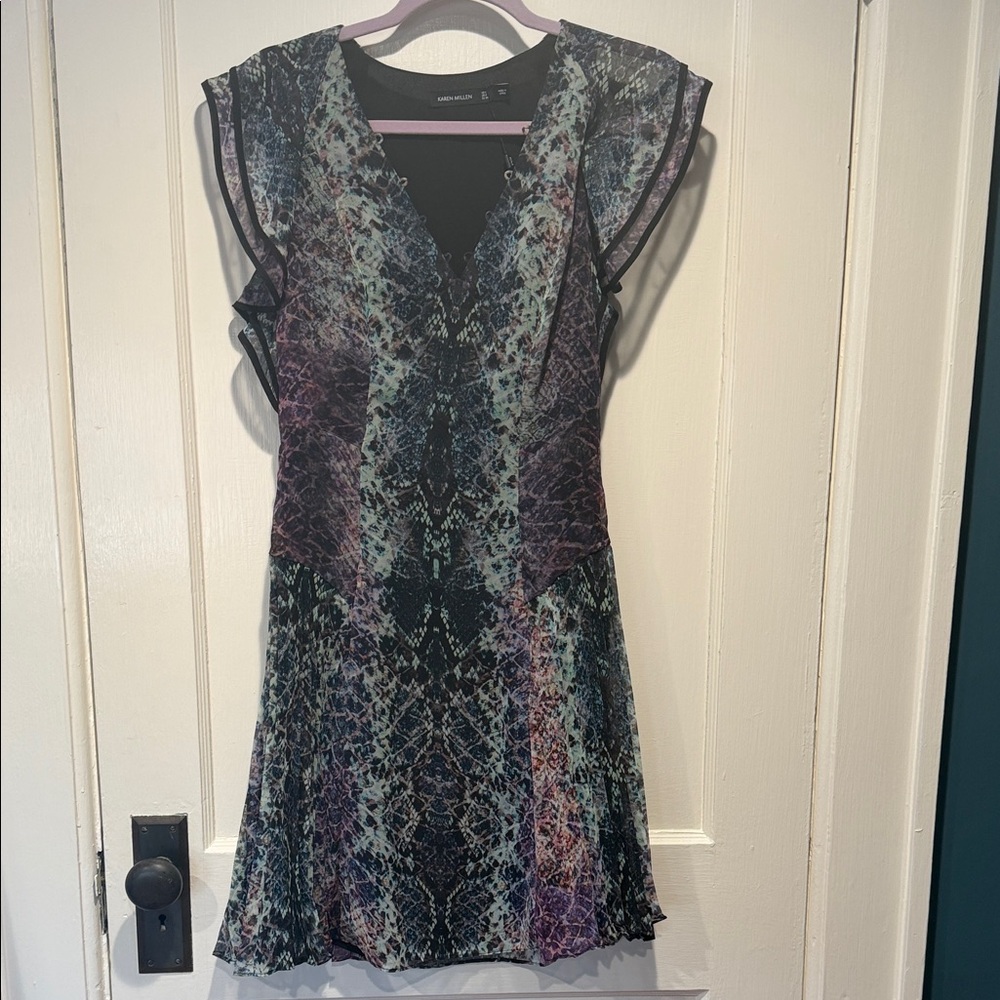 New with tags Karen Millen Multicolor Snake Print Mini Dress